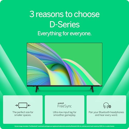 VIZIO 32-inch D-Series Full HD 1080p Smart TV with Apple AirPlay and Chromecast Built-in, Alexa Compatibility, D32fM-K01, 2023 Model