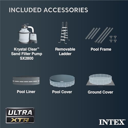 INTEX 26339EH Ultra XTR Deluxe above Ground Swimming Pool Set: 24ft x 52in – includes 2800 GPH Cartridge Sand Filter Pump – SuperTough Puncture Resistant – Rust Resistant – Easy to Assemble