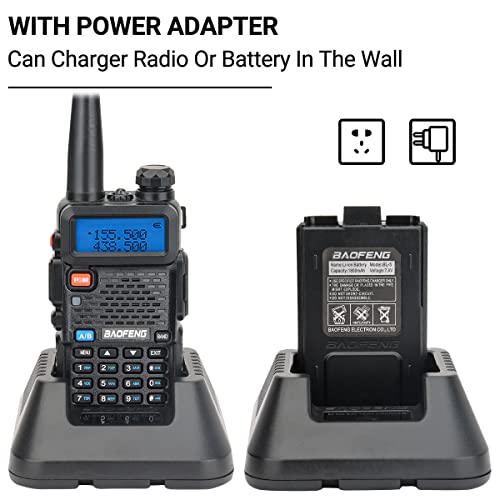 Baofeng UV-5R Ham Radio Long Range UV5R Wakie Talkies Dual Band VHF UHF Rechargeable Handheld Two Way Radio for Survival Gear,2Pack