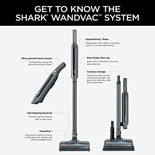 Shark WS632 WANDVAC System Ultra-Lightweight Powerful Cordless Stick Vacuum with Boost Mode, Charging Dock, Slate Grey