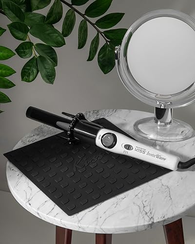 KISS Instawave Deluxe Automatic Rotating Curling Iron, Patented Automotic Spinner, 2-Way Rotation, 1” Ceramic Ionic Wand, Dual Heat Settings, 420° Max Temperature, Black & White