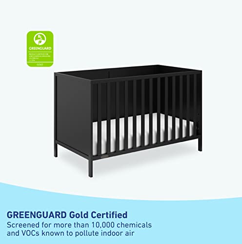 Graco Theo Convertible Crib (Black) – Converts from Baby Crib to Toddler Bed and Daybed, Fits Standard Full-Size Crib Mattress, Adjustable Mattress Support Base