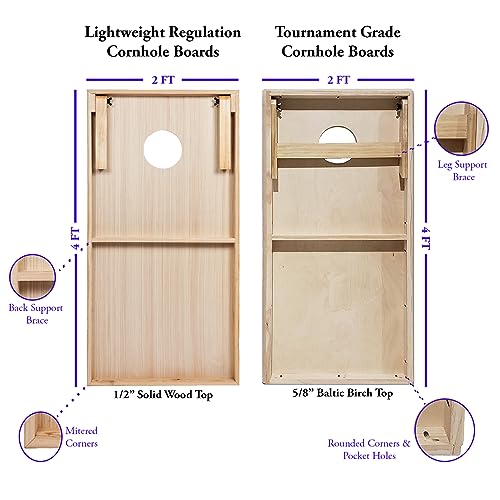 Tailgating Pros Cornhole Boards - 4'x2' Lightweight Cornhole Game- Includes Carrying Case, Set of 8 Corn Hole Bags & Tote