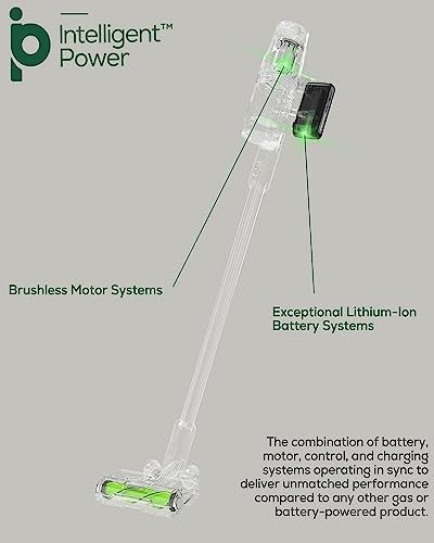 Greenworks 24V Brushless Cordless Stick Vacuum, Lightweight, Handheld, Pet, Anti-Allergen HEPA Filtration, Hard Floor, Carpet, Car, 4Ah Battery, and 30-Minute Charge Time (Green)