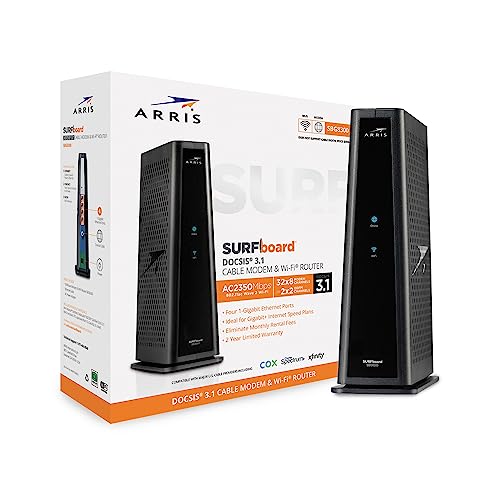 ARRIS SURFboard SBG8300 DOCSIS 3.1 Gigabit Cable Modem & AC2350 Wi-Fi Router , Comcast Xfinity, Cox, Spectrum & more, 1 Gbps Max Internet Speeds , 4 OFDM Channels