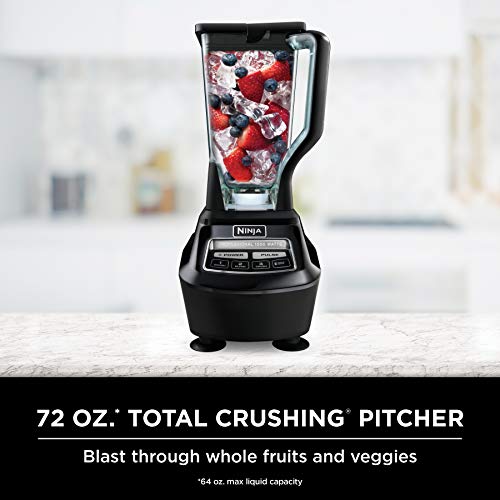 Ninja BL770 Mega Kitchen System, 1500W, 4 Functions for Smoothies, Processing, Dough, Drinks & More, with 72-oz.* Blender Pitcher, 64-oz. Processor Bowl, (2) 16-oz. To-Go Cups & (2) Lids, Black