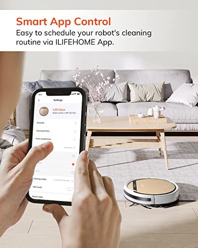 ILIFE V5s Pro Robot Vacuum and Mop Combo, Slim, Automatic Self-Charging Robot Vacuum Cleaner, Daily Schedule, Ideal for Pet Hair, Hard Floor and Low Pile Carpet