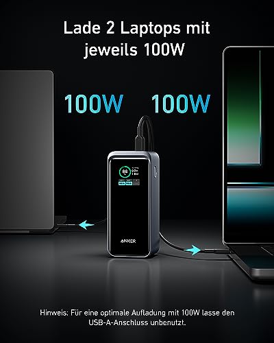 Anker Prime Power Bank, 20,000mAh Portable Charger with 200W Output, Smart Digital Display, 2 USB-C and 1 USB-A Port Compatible with iPhone 15/14/13 Series, Samsung, MacBook, Dell, and More