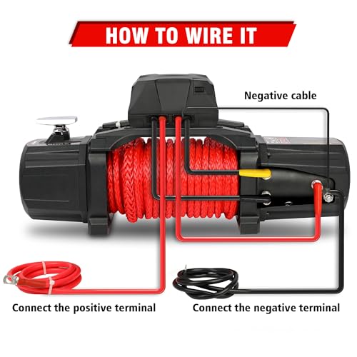 X-BULL Winch-10000 lb. Load Capacity Electric Winch Kit -12V Synthetic Rope Winch,Waterproof IP67 Electric Winch with Hawse Fairlead, with Wireless Handheld Remote and Corded Control Recovery