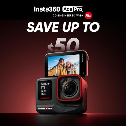 Insta360 Ace Pro - Waterproof Action Camera Co-Engineered with Leica, Flagship 1/1.3" Sensor and AI Noise Reduction for Unbeatable Image Quality, 4K120fps, 2.4" Flip Screen & Advanced AI Features.