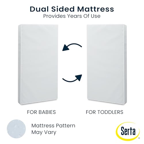 Serta Perfect Start Dual Sided Baby Crib Mattress & Toddler Mattress - Waterproof - 6" Premium Sustainably Sourced Fiber Core - GREENGUARD Gold Certified – 7 Year Warranty - Made in USA