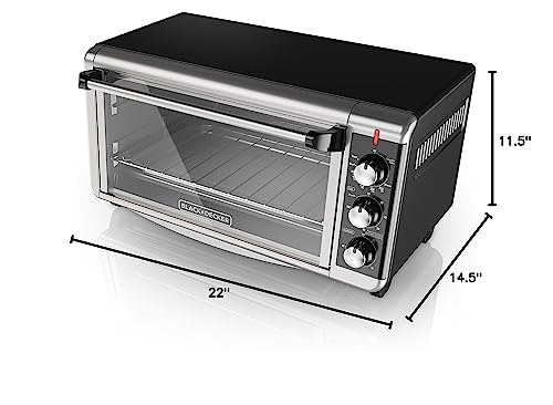 BLACK+DECKER 8-Slice Extra Wide Convection Toaster Oven, TO3250XSB, Fits 9"x13" Oven Pans and 12" Pizza, Stainless Steel/Black