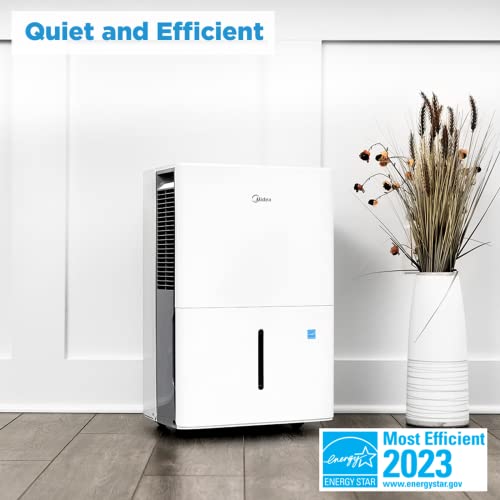 Midea 1,500 Sq. Ft. Energy Star Certified Dehumidifier With Reusable Air Filter 22 Pint - Ideal For Basements, Large & Medium Sized Rooms, And Bathrooms (White)