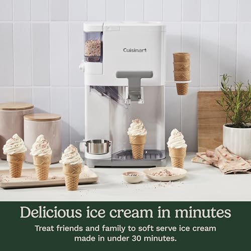 Cuisinart Soft Serve Ice Cream Machine- Mix It In Ice Cream Maker for Frozen Yogurt, Sorbet, Gelato, Drinks 1.5 Quart, White, ICE-48