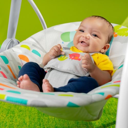 Bright Starts Playful Paradise Portable Compact Automatic Baby Swing with Music, Unisex, Newborn +