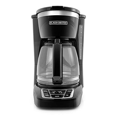 BLACK+DECKER 12-Cup Digital Coffee Maker, CM1160B, Programmable, Washable Basket Filter, Sneak-A-Cup, Auto Brew, Water Window, Keep Hot Plate, Black