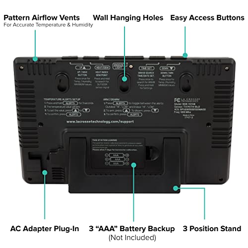 La Crosse Technology Advanced Weather Station with Full-Color LCD & Atomic Time - Monitor Indoor/Outdoor Conditions with Temperature Alerts and Humidity Readings with Transmission Range of 300 Feet