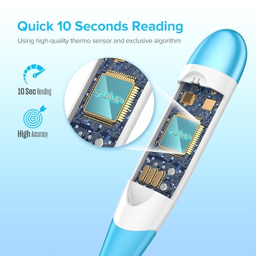 Thermometer for Adults with 10 Seconds Fast Accurate Reading, Baby Thermometer for Oral, Rectal or Under Arm Use, Digital Thermometer with Fever Alarm, Large LCD Display