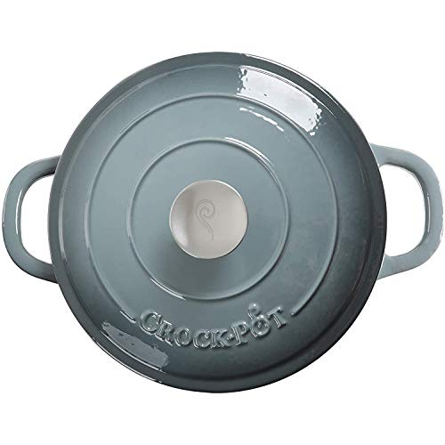 Crock Pot Artisan 5 Quart Enameled Cast Iron Round Dutch Oven, Slate Gray