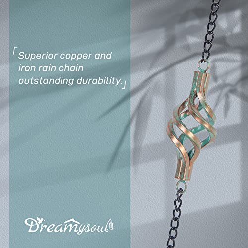 dreamysoul 9.7FT Rain Chain, Iron Rain Chain for Gutters, Bronze Bird Cage Decorative Rain Chains for Downspouts Adjustable Length