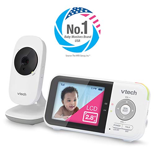 VTech VM819 Baby Monitor, 2.8” Screen, Night Vision, 2-Way Audio, Temperature Sensor and Lullabies, Secure Transmission No WiFi