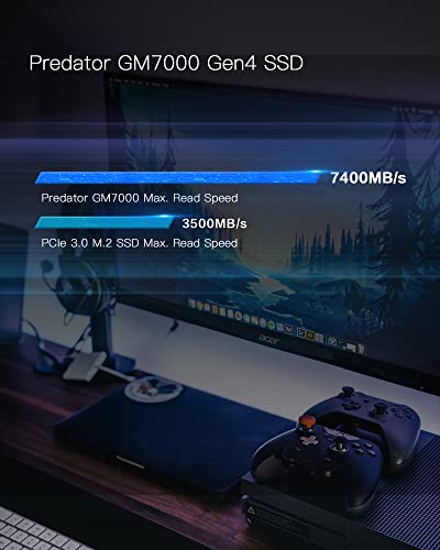 acer Predator GM7000 2TB M.2 SSD 2280 NVMe Gen4 Internal Gaming SSD, Compatible with PS5 Up to 7400MB/s - BL.9BWWR.106