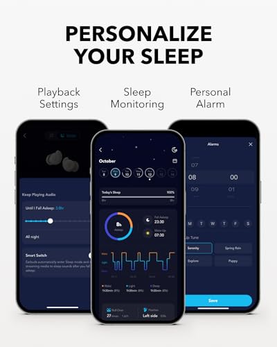 Soundcore Sleep A20 by Anker Sleep Earbuds, Noise Blocking Sleep Headphones, Small Design for Side Sleepers, 80H Playtime, Stream Content via Bluetooth 5.3, Sleep Monitor, Personal Alarm