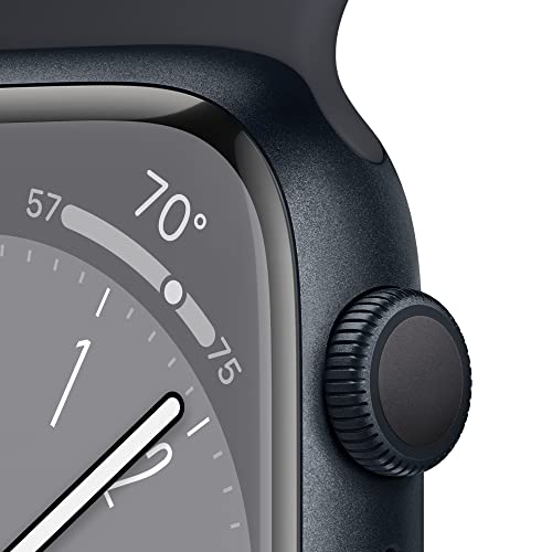 Apple Watch Series 8 GPS, 41mm Midnight Aluminum Case with Midnight Sport Band, Small/Medium