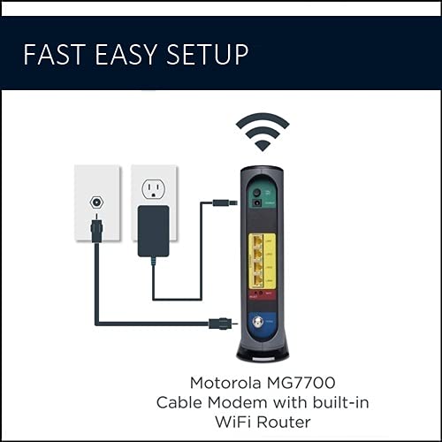 Motorola MG7700 Modem with Built in WiFi | Approved for Comcast Xfinity, Cox, Spectrum | for Plans Up to 800 Mbps | DOCSIS 3.0 + Gig WiFi Router (Renewed)