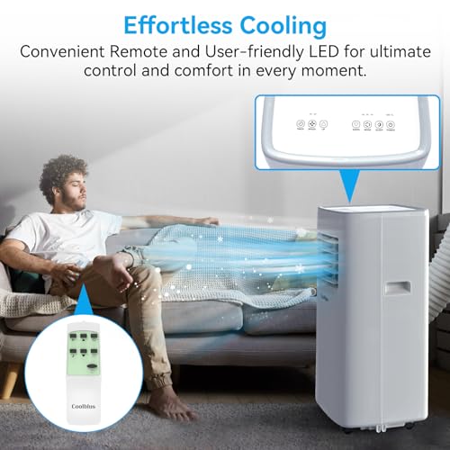 Coolblus Portable Air Conditioner,12000 BTU portable ac up to 550 Sq,3 IN 1 with Remote Control,Sleep Mode,White