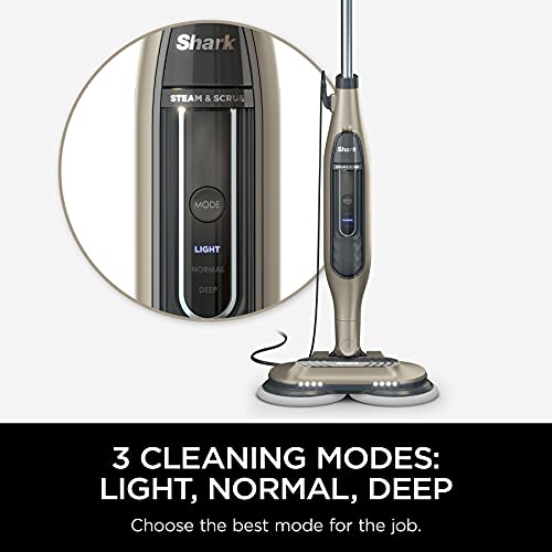 Shark S7001 Mop, Scrub & Sanitize at The Same Time, Designed for Hard Floors, with 4 Dirt Grip Soft Scrub Washable Pads, 3 Steam Modes & LED Headlights, Gold