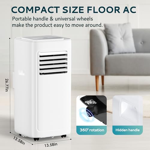 EUHOMY 8,000 BTU Portable Air Conditioner Floor Room AC Unit with Cool, Dehumidifier, Fan Mode,Portable Cooling AC Unit with Installation Kit with Remote Control up to 350 sq. ft.,White