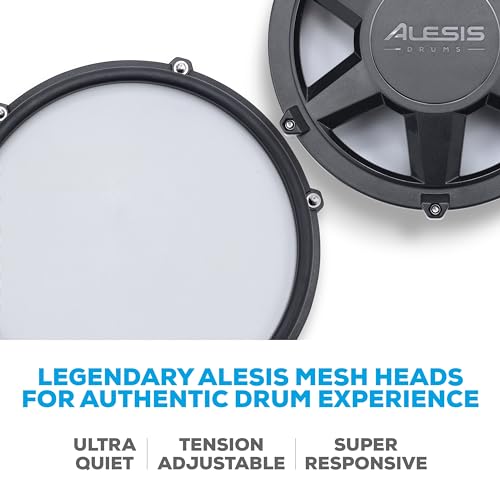 Alesis Nitro Max Kit Electric Drum Set with Quiet Mesh Pads, 10" Dual Zone Snare, Bluetooth, 440+ Authentic Sounds, Drumeo, USB MIDI, Kick Pedal