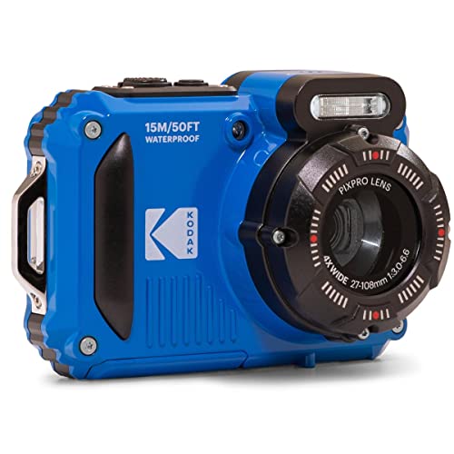 KODAK PIXPRO WPZ2 Rugged Waterproof Shockproof Dustproof WiFi Digital Camera 16MP 4X Optical Zoom 1080P Full HD Video Vlogging Camera 2.7" LCD (Blue)