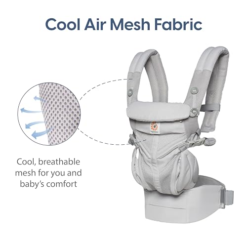 Ergobaby Omni 360 All-Position Baby Carrier for Newborn to Toddler with Lumbar Support & Cool Air Mesh (7-45 Lb), Pearl Grey