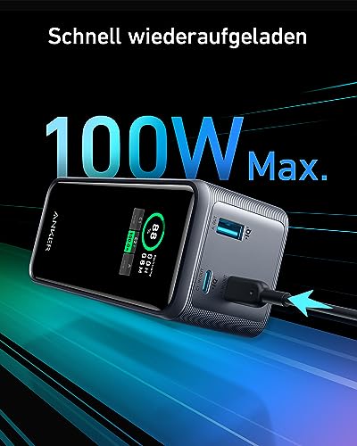 Anker Prime Power Bank, 20,000mAh Portable Charger with 200W Output, Smart Digital Display, 2 USB-C and 1 USB-A Port Compatible with iPhone 15/14/13 Series, Samsung, MacBook, Dell, and More