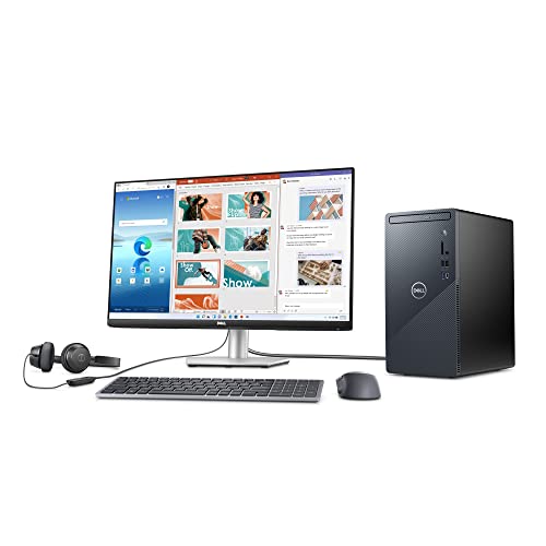 Dell Inspiron 3910 Desktop Computer Tower - 12th Gen Intel Core i5-12400, 16GB DDR4 RAM, 256GB SSD + 1TB HDD, Intel UHD Graphics 730, WiFi 6, HDMI, Bluetooth, USB-C, Windows 11 Home - Blue