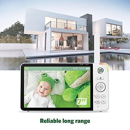 LeapFrog LF920HD Baby Monitor with Camera and Audio, 7" HD LCD Display, Color Day&Night Vision, 360 Pan-tilt, 8XZoom, Night Light, Temp & Humidity Sensor, Up to 1000ft, Secure Transmission No WiFi