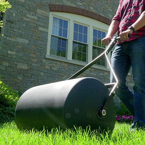 Brinly PRC-241BH-A 270 lb. Combination Push/Tow Poly Lawn Roller with Easy-Turn Tethered Plug, 18 by 24"