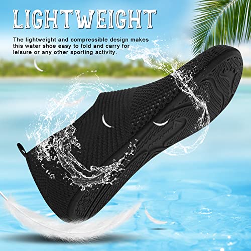 ANLUKE Womens Mens Water Sports Shoes Barefoot Quick-Dry Aqua Yoga Socks Slip-on (38/39, KBlack)