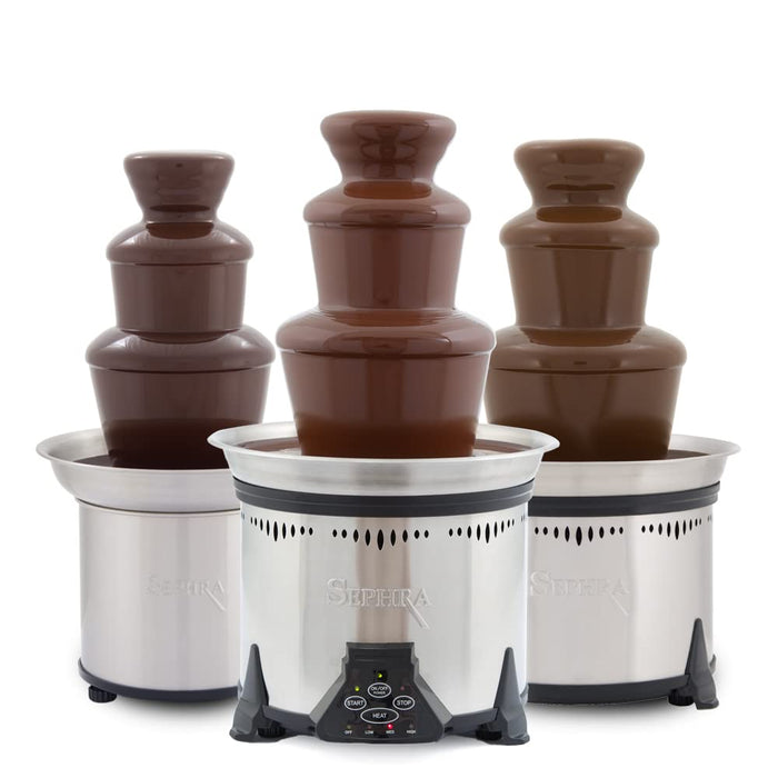 Sephra "Elite" Home Chocolate Fountain. 18", 4 Pin, Removeable Bowl Model. Up to 6lb Chocolate, great for up to 50 guests. Stainless Steel Heated Basin, Not Recommended for Commercial Use.