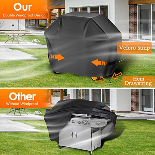 Aoretic Grill Cover, 58 inch BBQ Gas Grill Cover for Outdoor Grill, Charbroil Grill Cover Barbecue Waterproof, Anti-UV for Weber Char-Broil Monument, Dyna-glo Nexgrill Spun Polyester