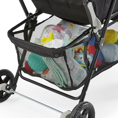 Kolcraft Cloud Plus Lightweight Easy Fold Compact Toddler Stroller and Baby Stroller for Travel, Large Storage Basket, Multi-Position Recline, Convenient One-hand Fold, 13 lbs - Slate Gray