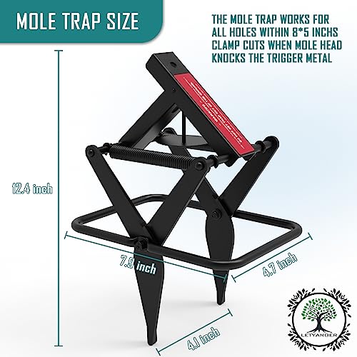 LETYANGER Mole Traps, Black Galvanized Steel Scissor Trap, Reusable Mole Gopher Traps, Mole Killer, Galvanized Steel Mole Scissor Trap, Ground Mole Trap for Lawns, 2 Pcs (Black)