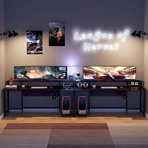 Tribesigns 74.8 Inch Gaming Desk, Extra Long U Shaped Computer Desk with Monitor Stand Shelf and CPU Stand, Black Gamer Desk for Home Office, Gaming