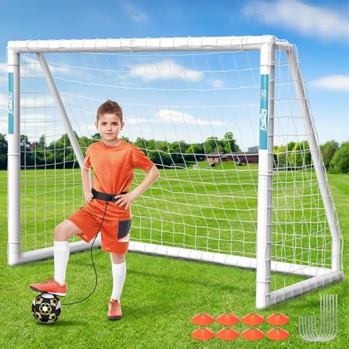 Fostoy Soccer Goal, 10×6.5FT/8x6FT Soccer Goal for Backyard, Weatherproof UPVC with Soccer Training and 2 Sets of Soccer Nets, Soccer Goal for Youth and Adults Practice Training (10'W×6.5'H)