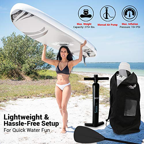 SereneLife Stand up Paddle Board Inflatable - Non-Slip SUP Paddle Board Paddle, Pump, Leash, and Accessories - Fun Water inflatable paddle board for Adults and Youth with Wide Stable Design