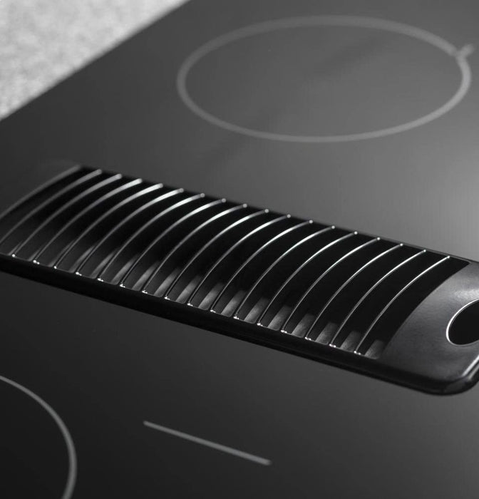 GE PP9830DJBB Profile Series Electric Cooktop with 4 Burners and 3-Speed Downdraft Exhaust System, 30", Black