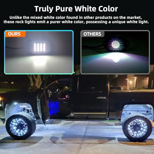 LD DARKEAGLE 8Pods RGB LED Rock Lights with APP/RF Remote Control, Underglow Lights Multi Zone Neon Exterior Lights Multicolor 12v Waterproof for Trucks Accessories Jeep UTV SUV ATV Golf Cart Offroad