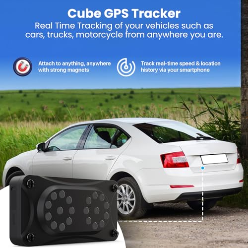 Cube Professional GPS Tracker for Vehicles Assets, Magnetic GPS Trackers, Car Tracker Device: Real Time Worldwide Location Geo-Fencing + Rechargeable One Year Battery Requires Subscription